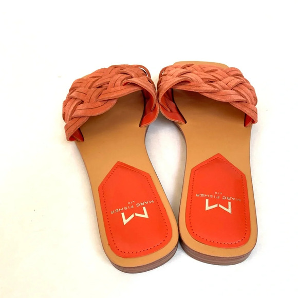 Marc Fisher LTD Rebecca Suede Knot Slide Sandals Light Orange Coral 6.5 - Picture 4 of 7